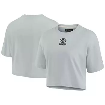 Женская супермягкая укороченная футболка с короткими рукавами Fanatics Signature Grey Green Bay Packers