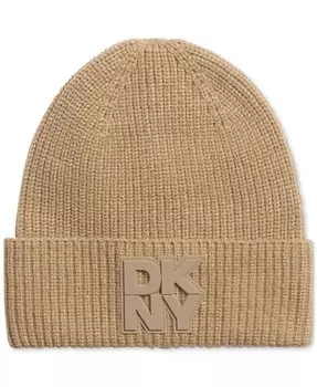 Женская сверхмягкая шапка в рубчик с нашивкой-логотипом Dkny, серый