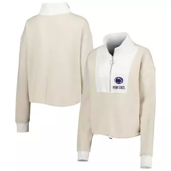Женская светло-коричневая/белая куртка Gameday Couture Nittany Lions в стиле колор-блок с молнией на четверть
