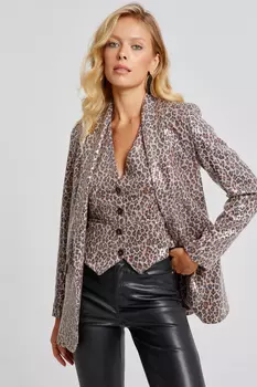 Женская светло-коричневая куртка с леопардовым принтом и пайетками Cool & Sexy, коричневый