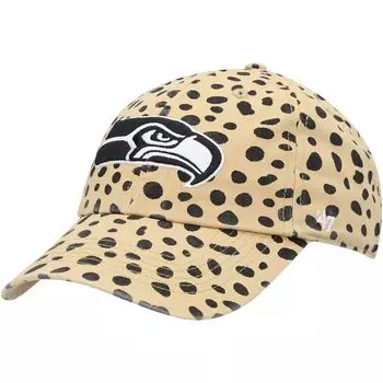 Женская светло-коричневая регулируемая кепка Seattle Seahawks Cheetah Clean Up '47