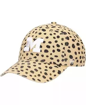 Женская светло-коричневая регулируемая шапка Michigan Wolverines Cheetah Clean Up '47 Brand, бежевый