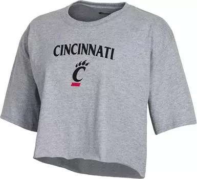 Женская светло-серая укороченная футболка Champion Cincinnati Bearcats
