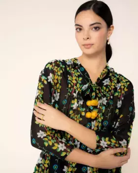 Женская свободная блуза с цветочным принтом Niza, чёрный