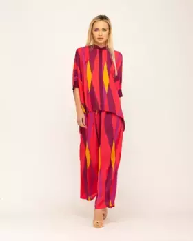 Женская свободная блузка с круглым вырезом и французскими рукавами Niza, красный