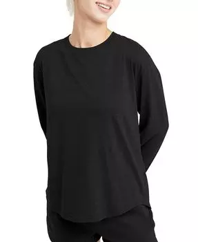 Женская свободная футболка Originals Triblend с длинными рукавами Hanes, черный