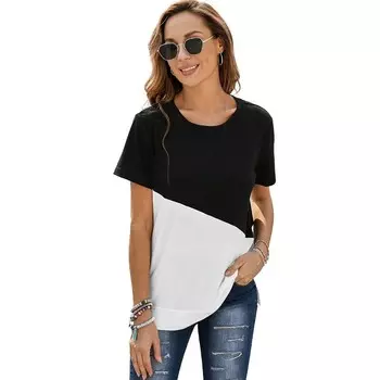 Женская свободная повседневная футболка — стильный топ с разрезом по бокам Zilpu, черный