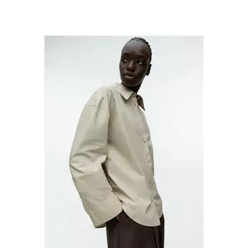 Женская свободная рубашка Arket с длинными рукавами из чистого хлопка, бежевый