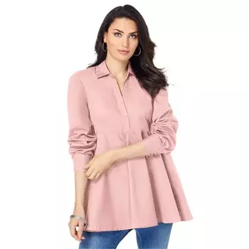 Женская свободная туника из поплина больших размеров Roaman's, цвет Soft Blush