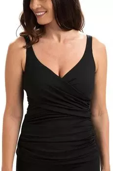 Женская танкини с v-образным вырезом и запахом Dolfin, черный