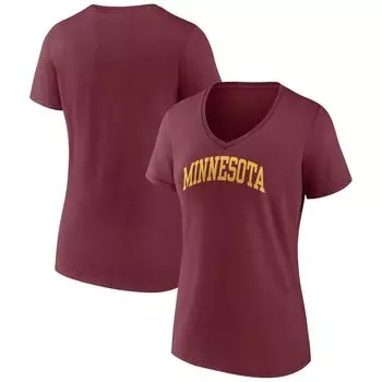 Женская темно-бордовая футболка Fanatics Minnesota Golden Gophers с v-образным вырезом и аркой Fanatics