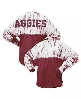 Женская темно-бордовая трикотажная футболка с длинными рукавами Texas A&M Aggies Tie Dye Spirit Jersey, красный