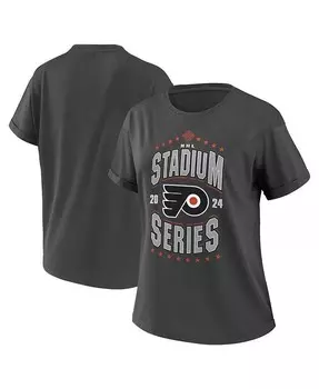 Женская темно-серая футболка бойфренда Philadelphia Flyers 2024 NHL Stadium Series Wear By Erin Andrews, черный