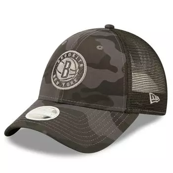 Женская темно-серая кепка New Era Brooklyn Nets Camo Glam 9FORTY Trucker Snapback New Era