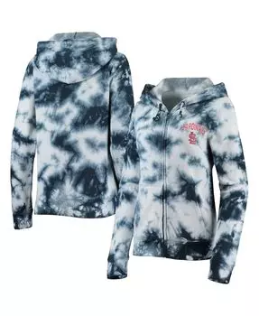Женская темно-синяя флисовая толстовка с молнией во всю длину St. Louis Cardinals Tie-Dye New Era, темно-синий