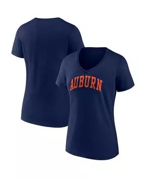 Женская темно-синяя футболка Auburn Tigers с v-образным вырезом и треугольным вырезом с логотипом Fanatics, синий