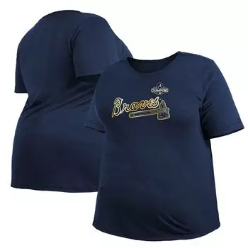 Женская темно-синяя футболка больших размеров New Era Atlanta Braves 2022 Gold Programme New Era