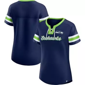 Женская темно-синяя футболка Fanatics College Seattle Seahawks на шнуровке Original State Fanatics