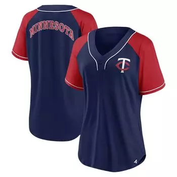 Женская темно-синяя футболка Fanatics Minnesota Twins Ultimate Style с v-образным вырезом реглан Fanatics