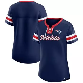 Женская темно-синяя футболка Fanatics New England Patriots Original State на шнуровке Fanatics