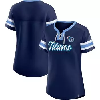Женская темно-синяя футболка Fanatics Tennessee Titans Original State на шнуровке Fanatics