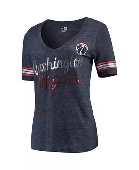 Женская темно-синяя футболка из джерси Washington Wizards Tri-Blend с U-образным вырезом New Era, синий