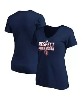 Женская темно-синяя футболка Minnesota Twins Post Season 2020 с v-образным вырезом в раздевалке Fanatics, темно-синий