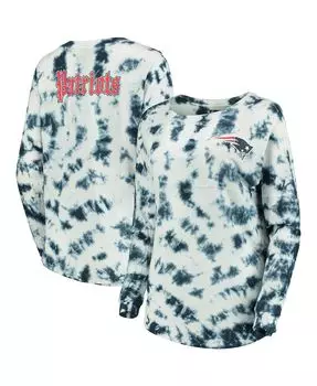Женская темно-синяя футболка New England Patriots с длинными рукавами и принтом тай-дай New Era, темно-синий