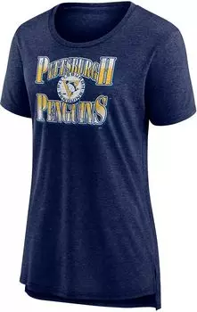 Женская темно-синяя футболка НХЛ Pittsburgh Penguins Vintage Tri-Blend