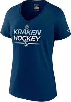 Женская темно-синяя футболка NHL Seattle Kraken 2023 Authentic Pro Prime