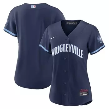 Женская темно-синяя футболка Nike Chicago Cubs City Connect Replica, цвет Cub Navy
