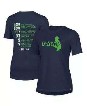 Женская темно-синяя футболка Notre Dame Fighting Irish Muffet McGraw Legend Under Armour, темно-синий