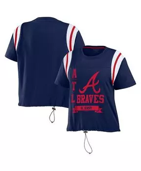 Женская темно-синяя футболка с цветными блоками Atlanta Braves на завязках WEAR by Erin Andrews, синий