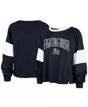 Женская темно-синяя футболка с длинными рукавами Notre Dame Fighting Irish Upside Rhea Raglan '47 Brand, темно-синий