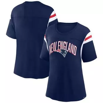 Женская темно-синяя футболка с фирменным логотипом New England Patriots Earned Stripes Fanatics