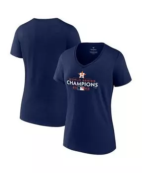 Женская темно-синяя футболка с логотипом чемпионов Мировой серии Houston Astros 2022, плюс размер, футболка с v-образным вырезом Fanatics, синий