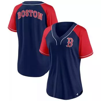 Женская темно-синяя футболка с логотипом Fanatics Boston Red Sox Ultimate Style реглан с v-образным вырезом Fanatics