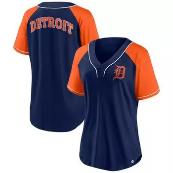 Женская темно-синяя футболка с логотипом Fanatics Detroit Tigers Ultimate Style реглан с v-образным вырезом Fanatics