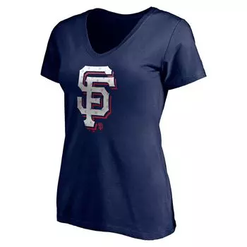Женская темно-синяя футболка с логотипом Fanatics San Francisco Giants, красно-белая футболка с v-образным вырезом Team Fanatics
