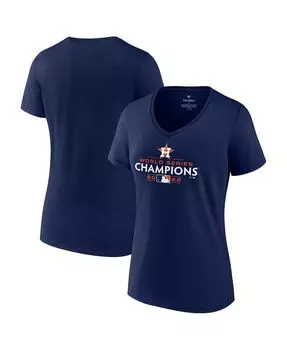 Женская темно-синяя футболка с логотипом Houston Astros World Series Champions 2022 и логотипом Champions с v-образным вырезом Fanatics, темно-синий