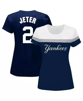 Женская темно-синяя футболка с раздельным корпусом и логотипом Derek Jeter New York Yankees большого размера Fanatics, темно-синий