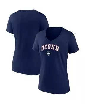 Женская темно-синяя футболка с v-образным вырезом и фирменным логотипом UConn Huskies Evergreen Campus Fanatics, темно-синий