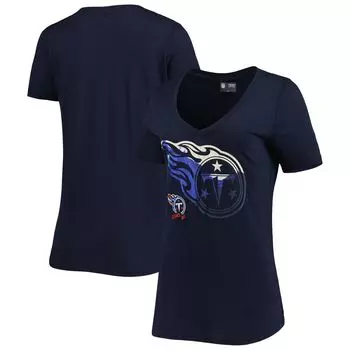 Женская темно-синяя футболка с v-образным вырезом New Era Tennessee Titans Ink Dye Sideline New Era