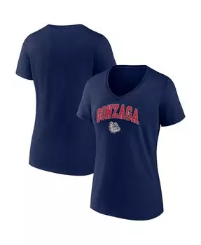 Женская темно-синяя футболка с v-образным вырезом с логотипом Gonzaga Bulldogs Evergreen Campus Fanatics, темно-синий