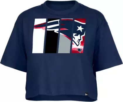 Женская темно-синяя футболка свободного кроя с вставками New Era New England Patriots