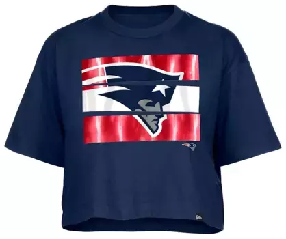Женская темно-синяя футболка свободного кроя с вставками New Era New England Patriots