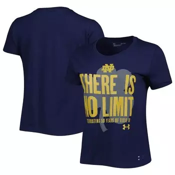 Женская темно-синяя футболка Under Armour Notre Dame Fighting Irish Title IX No Limit, цвет Ntd Navy
