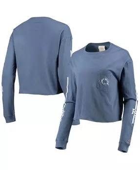 Женская темно-синяя хлопковая укороченная футболка миди с длинными рукавами Penn State Nittany Lions Clothesline League Collegiate Wear, синий