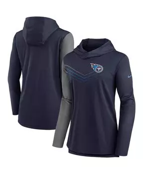 Женская темно-синяя и темно-серая футболка Tennessee Titans с шевроном и принтом, футболка с длинными рукавами Nike