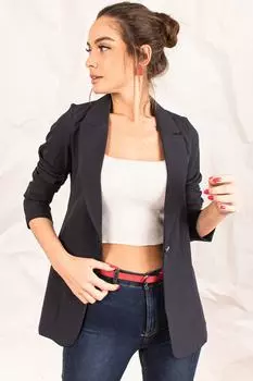 Женская темно-синяя куртка на одной пуговице armonika, черный